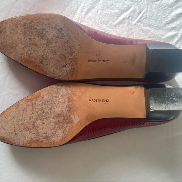Salvatore Ferragamo vintage Red leatherWomen's Shoes with Bow Detail - Picture 5 of 12